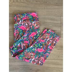 Anthony's Resort Wear Athletic Leggings Cropped Flamingo Print Medium